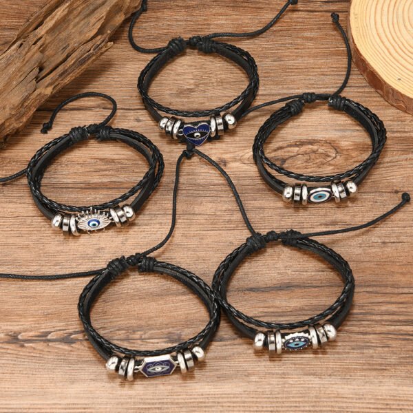 Evil Eye Multi-Layer Leather Bracelet