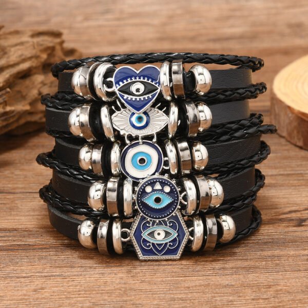 Evil Eye Multi-Layer Leather Bracelet