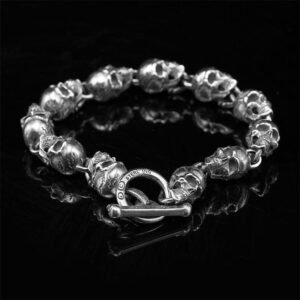 O1CN01V0PTkA1Jy0sn2yUHH_!!2214630721096-0-cib Sterling silver skull bracelet with chain links