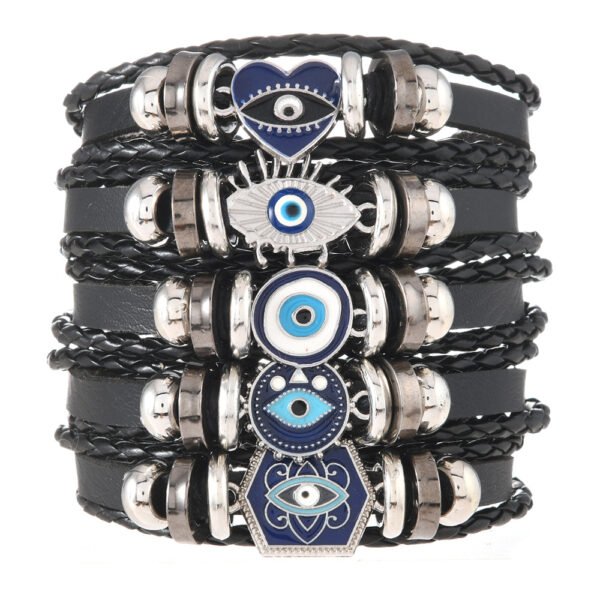 Evil Eye Multi-Layer Leather Bracelet
