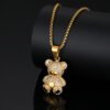 Multi-Stone Bear Gold Pendant Necklace