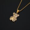 Multi-Stone Bear Gold Pendant Necklace