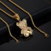 Multi-Stone Bear Gold Pendant Necklace
