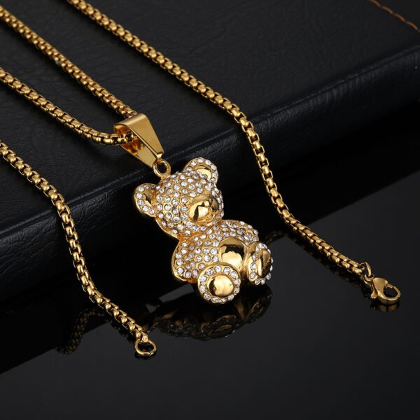 Multi-Stone Bear Gold Pendant Necklace