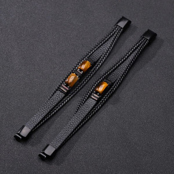 Tiger Eye Woven Leather Bracelet