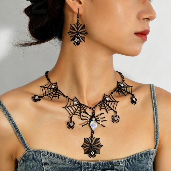 Rhinestone Spiderweb Jewellery Set