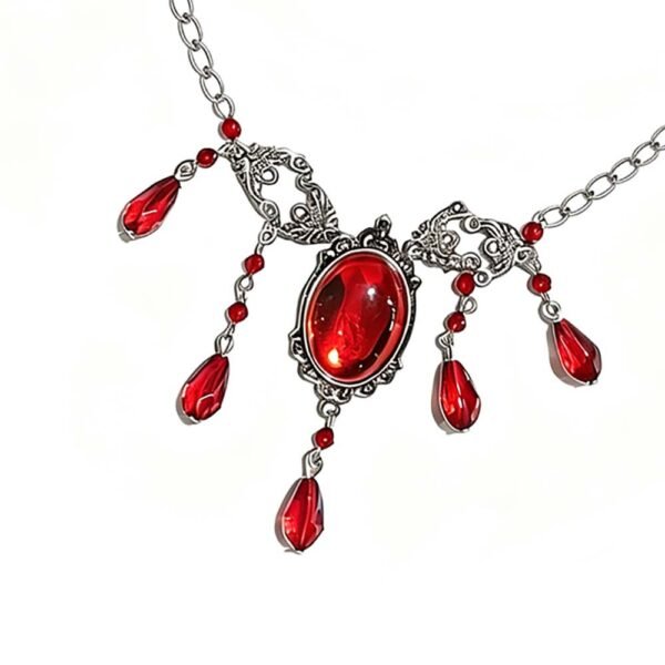 Red Teardrop Gothic Necklace