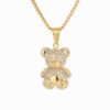 Multi-Stone Bear Gold Pendant Necklace