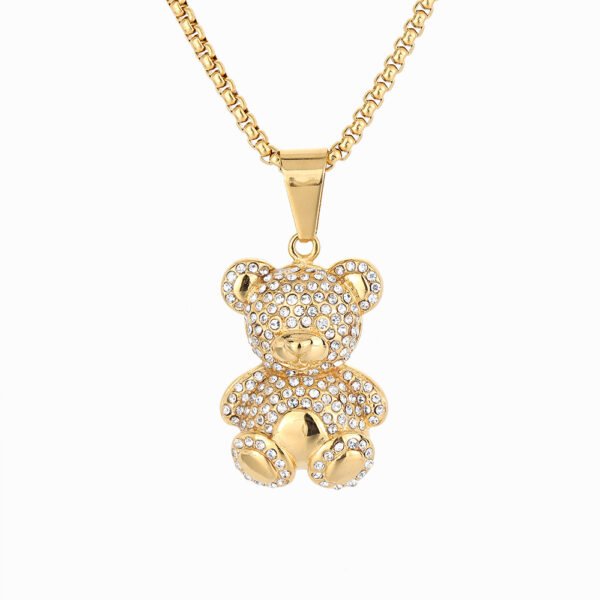 Multi-Stone Bear Gold Pendant Necklace