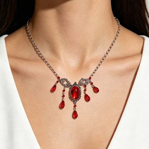 Red Teardrop Gothic Necklace