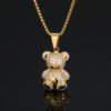 Multi-Stone Bear Gold Pendant Necklace
