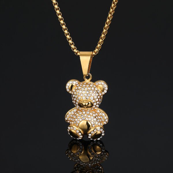 Multi-Stone Bear Gold Pendant Necklace
