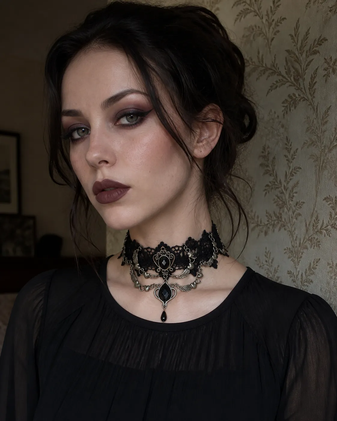 Black Lace Heart Crystal Choker styling inspiration