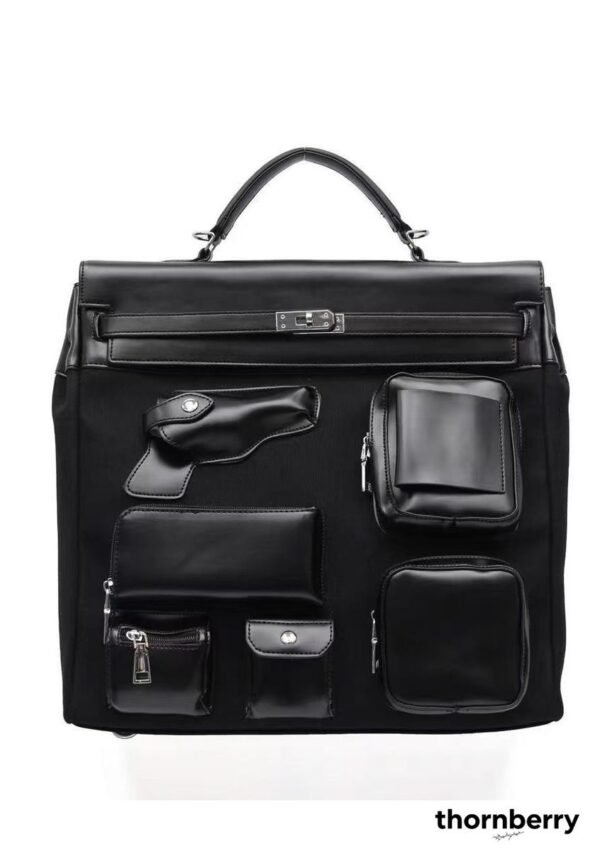 tb-bag-001-04 Multi-Pocket Canvas Convertible Backpack
