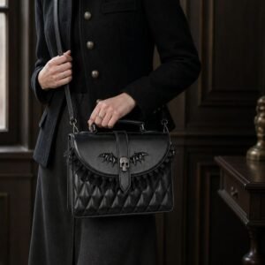 tb-bag-003-01 Gothic Lolita Skull Bat Lace Ita Messenger Bag