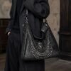 tb-bag-005-01 Studded Skull Punk Tote Bag