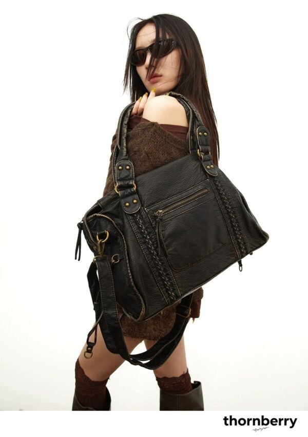tb-bag-006-07 Distressed Y2K Moto Bag with Two Straps