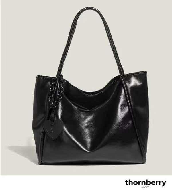 tb-bag-009-01 Dark Cupid Heart Charm Tote Bag