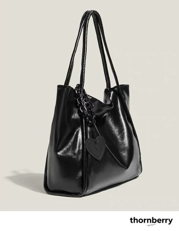 tb-bag-009-03 Dark Cupid Heart Charm Tote Bag