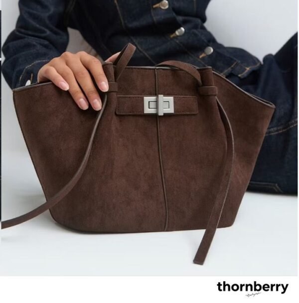 Vintage Suede Brown Shoulder Bag – detail view 5