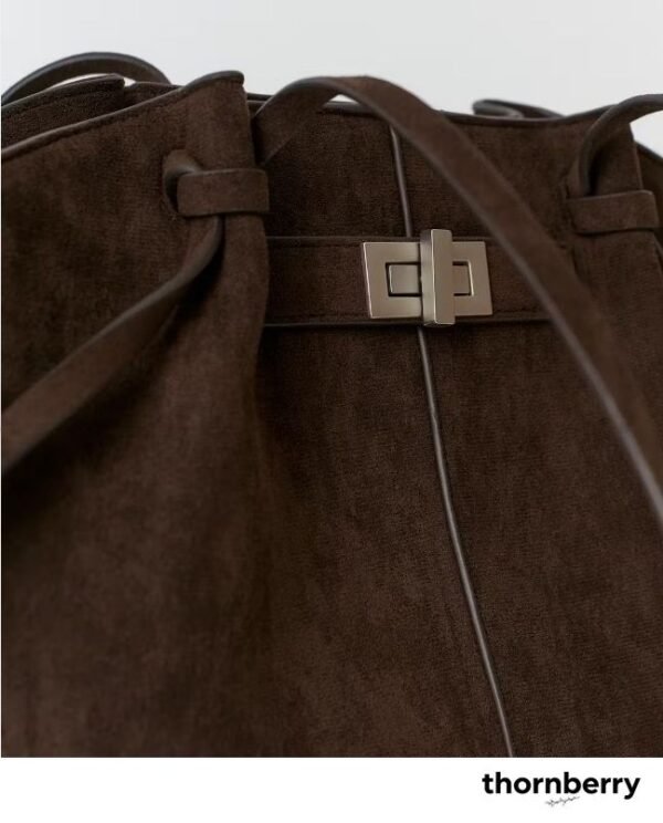 Vintage Suede Brown Shoulder Bag – detail view 6