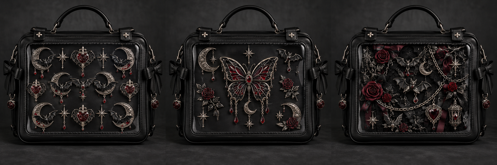 Three beginner-friendly gothic ita bag display layouts